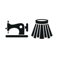 Sewing Machine and Skirt Set Icon provides a dynamic and professional graphic, ideal for highlighting skirt fashion, sewing tutorials, and design projects vector