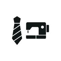 Sewing Machine and Tie Set Icon offers a creative and minimalistic look, ideal for highlighting bespoke tie collection vector