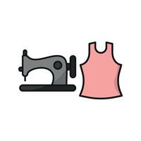 Sewing Machine and Tank Top Set Icon features a modern and stylish design, perfect for promoting custom apparel, sewing workshops, and DIY fashion projects vector