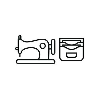 Sewing Machine and Wallet Set Icon is a versatile and refined design, ideal for promoting high-quality sewing tools, wallet-making guides, and fashion accessories vector