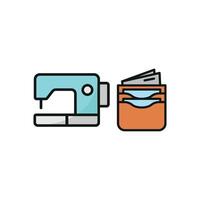 Sewing Machine and Wallet Set Icon provides a modern and functional graphic, perfect for showcasing DIY kits, sewing tutorials, and custom accessories vector