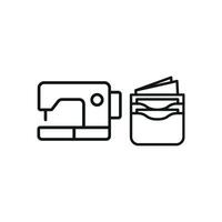 Sewing Machine and Wallet Set Icon offers a clean and professional look, ideal for tailoring services, leatherwork workshops, and custom wallet designs vector