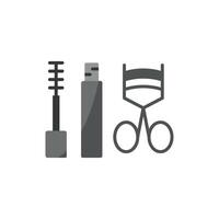 Mascara and Eyelash Curl Set Icon features a minimalistic and trendy look, perfect for highlighting professional makeup tools and eyelash styling kits vector