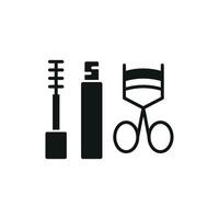 Mascara and Eyelash Curl Set Icon offers a sophisticated and modern design, ideal for beauty workshops, makeup classes, and cosmetic retailers vector