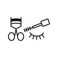 Mascara and Eyelash Curl Set Icon features a clean and contemporary look, perfect for highlighting eyelash tools, mascara sets, and makeup guides vector