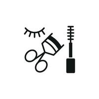 Mascara and Eyelash Curl Set Icon is a vibrant and sleek graphic, perfect for showcasing mascara products, eyelash curlers, and beauty services vector