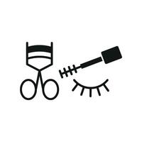 Mascara and Eyelash Curl Set Icon is a creative and trendy design, ideal for makeup tutorials, beauty enthusiasts, and cosmetic advertisements vector
