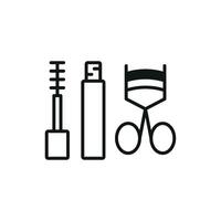 Mascara and Eyelash Curl Set Icon provides a refined and minimalistic look, ideal for promoting high-quality cosmetic products and makeup workshops vector