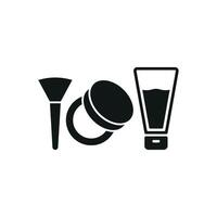 Powder Puff and Foundation Set Icon offers a compact and polished design, perfect for beauty product advertisements, tutorials, and online beauty stores vector