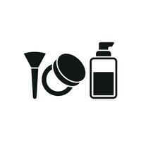 Powder Puff and Foundation Set Icon features a vibrant and clean graphic, ideal for makeup routines, beauty shops, and personal care branding vector
