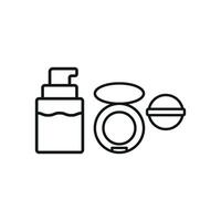 Powder Puff and Foundation Set Icon provides a sophisticated and polished look, ideal for promoting foundation, makeup routines, and beauty catalogs vector