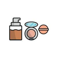 Powder Puff and Foundation Set Icon features a bold and refined graphic, perfect for foundation product pages, beauty applications, and makeup services vector