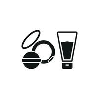 Powder Puff and Foundation Set Icon is a practical and stylish design, perfect for showcasing foundation products, beauty tools, and skincare routines vector
