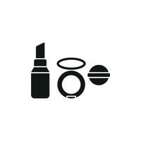 Powder Puff and Lipstick Icon provides a modern and minimalist look, perfect for promoting cosmetics, beauty routines, and makeup tools vector