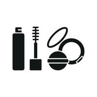 Powder Puff and Mascara Icon is a modern and refined design, perfect for promoting mascara, face powders, and other cosmetic essentials vector