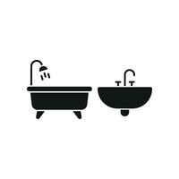 Sink and Bathtub Set Icon is a modern, clean, and functional design, ideal for interior decorators, bathroom designers, and home improvement platforms vector