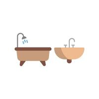 Sink and Bathtub Set Icon features a balanced and detailed look, ideal for integrating into bathroom planning tools, interior design apps, and product advertisements vector