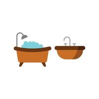 Sink and Bathtub Set Icon provides a polished and stylish look, ideal for showcasing modern and traditional bathroom setups, fixtures, and accessories vector