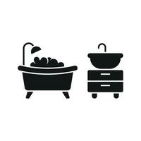 Sink Set and Bathtub Set Icon is a functional and practical design, ideal for plumbing service providers vector