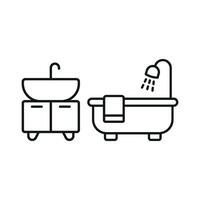 Sink Set and Bathtub Set Icon is a stylish and versatile graphic, great for marketing bathroom products, remodeling ideas, and online store branding vector
