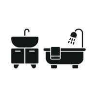 Sink Set and Bathtub Set Icon features a sleek and attractive design, perfect for bathroom upgrades, DIY projects, and interior decorators vector