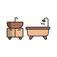 Sink Set and Bathtub Set Icon offers a sophisticated and simple look, perfect for product guides, home renovation planning, and digital platform vector