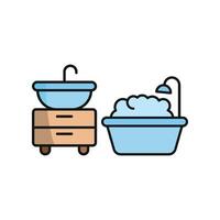 Sink Set and Bathtub Set Icon features a clean and detailed design, perfect for product catalogs, home renovation tools, and digital platforms vector