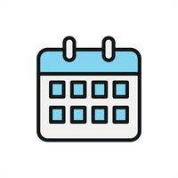 Calendar icon features a clean and organized design, perfect for scheduling apps vector