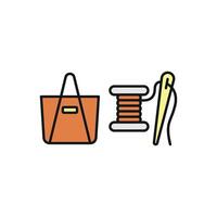 Needle, Thread, and Briefcase Icon offers a professional and stylish combination, ideal for those in both the fashion and business worlds vector