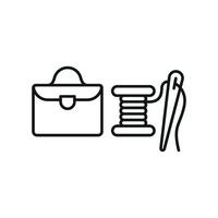 Needle, Thread, and Briefcase Icon is a minimalistic design, perfect for tailoring, entrepreneurship, and creative industries vector
