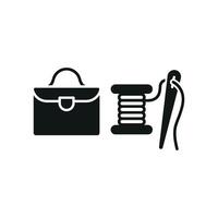 Needle, Thread, and Briefcase Icon is a dynamic graphic, perfect for startups, tailors, and any business requiring a touch of creativity vector