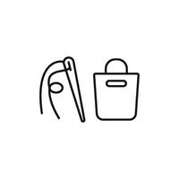 Needle, Thread, and Briefcase Icon is a modern and functional design, perfect for project managers, designers, and sewing service providers vector