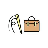 Needle, Thread, and Briefcase Icon offers a unique and stylish combination, ideal for designers, fashion consultants, and entrepreneurs vector