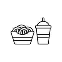 Drink and onion ring set icon embodies a fun and crispy combination, ideal for visualizing comfort food, party snacks, or food indulgence vector