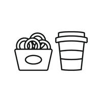 Drink and onion ring set icon delivers a crispy, savory snack paired with a chilled drink, perfect for visualizing comfort foods, snack breaks, or pub menus vector