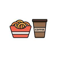 Drink and onion ring set icon offers a tasty and enjoyable pairing, perfect for promoting casual restaurants, bars, or snack trays vector