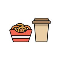 Drink and onion ring set icon delivers a flavorful and satisfying combination, ideal for visualizing snacks, appetizer plates, or sharing moments vector