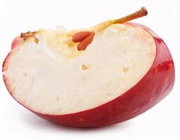 a bitten red apple, with a clear cut on the side. photo