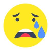 A creative design icon of weeping face vector
