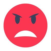 Conceptual flat rounded design icon of angry face vector