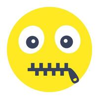 Conceptual flat rounded design icon of zipper face vector