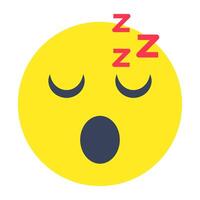 Editable flat rounded design of sleeping emoji vector