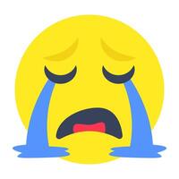 A creative design icon of weeping face vector