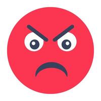 Conceptual flat rounded design icon of angry face vector
