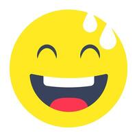 Editable flat rounded design of happy emoji vector