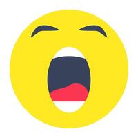 Conceptual flat rounded design icon of bored emoji vector