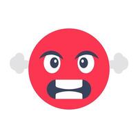 Conceptual flat rounded design icon of angry face vector