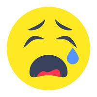 A creative design icon of weeping face vector