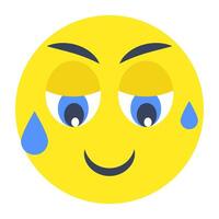 A creative design icon of weeping face vector