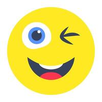 A flat rounded design icon of one eye emoji vector